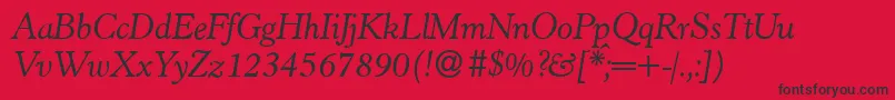 H790RomanItalic-fontti – mustat fontit punaisella taustalla