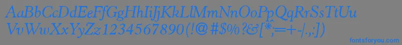 H790RomanItalic-Schriftart – Blaue Schriften auf grauem Hintergrund