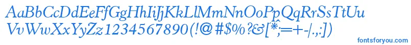 Police H790RomanItalic – polices bleues sur fond blanc