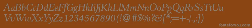 フォントH790RomanItalic – 茶色の背景に灰色の文字