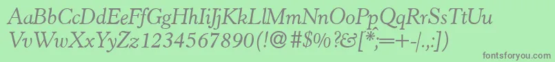 More about H790RomanItalic Font H790RomanItalic Font – Gray Fonts on Green Background