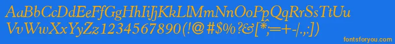 H790RomanItalic-Schriftart – Orangefarbene Schriften auf blauem Hintergrund
