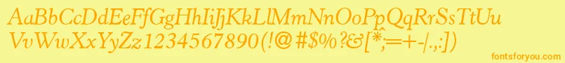 H790RomanItalic Font – Orange Fonts on Yellow Background