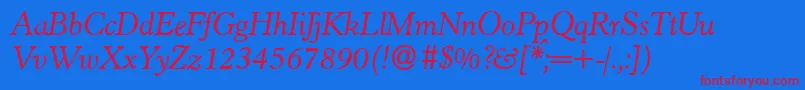 H790RomanItalic Font – Red Fonts on Blue Background