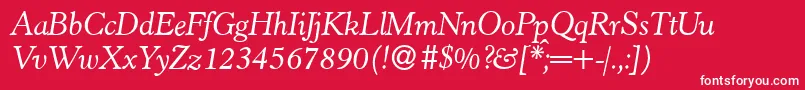 フォントH790RomanItalic – 赤い背景に白い文字