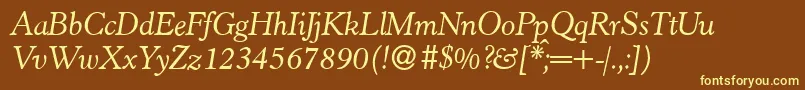 More about H790RomanItalic Font H790RomanItalic Font – Yellow Fonts on Brown Background
