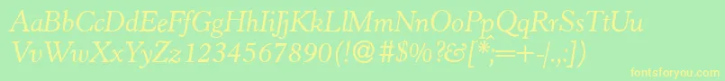H790RomanItalic Font – Yellow Fonts on Green Background
