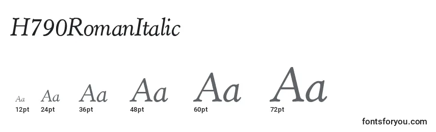 H790RomanItalic Font Sizes