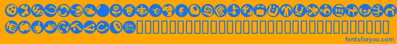 Fonte SamsDingbatsNo.2 – fontes azuis em um fundo laranja