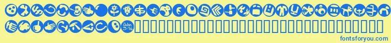 Czcionka SamsDingbatsNo.2 – niebieskie czcionki na żółtym tle