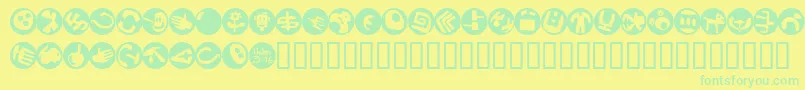 SamsDingbatsNo.2-Schriftart – Grüne Schriften auf gelbem Hintergrund
