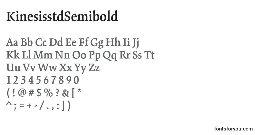 Czcionka KinesisstdSemibold – alfabet, cyfry, specjalne znaki