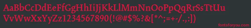 フォントKinesisstdSemibold – 黒い背景に赤い文字