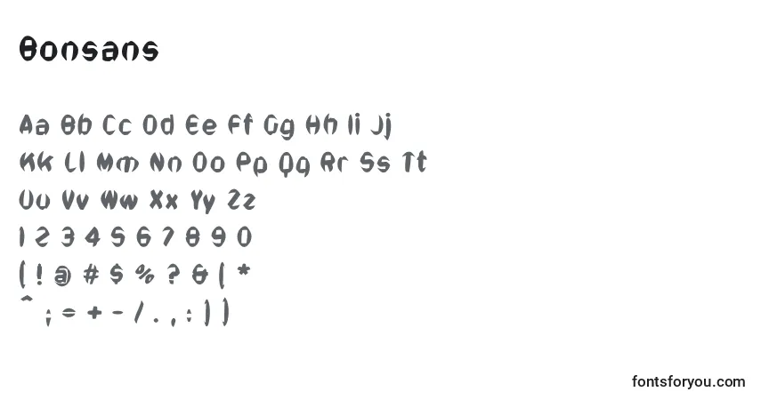 A fonte Bonsans – alfabeto, números, caracteres especiais