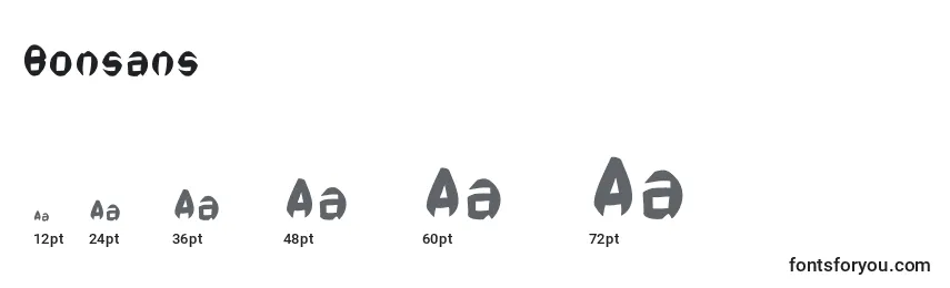 Размеры шрифта Bonsans