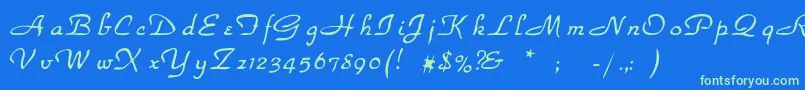 フォントHavenpark – 青い背景に緑のフォント