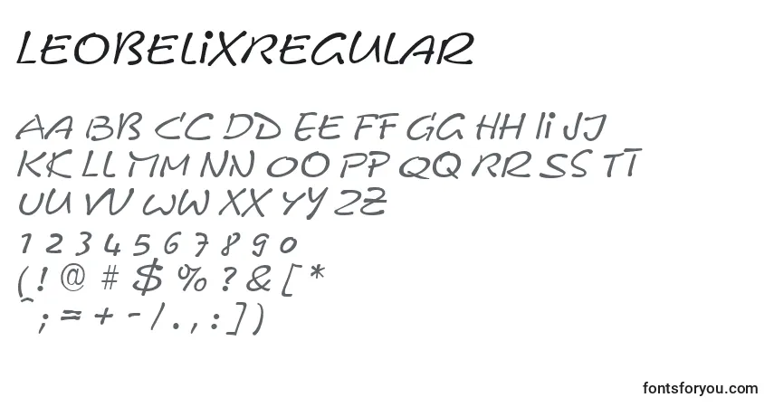 Czcionka LeobelixRegular – alfabet, cyfry, specjalne znaki