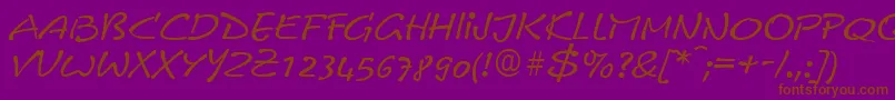 LeobelixRegular-Schriftart – Braune Schriften auf violettem Hintergrund