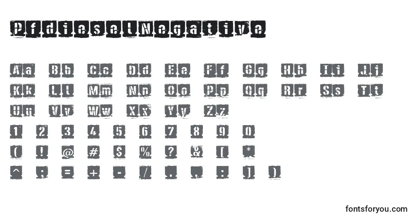 Fuente PfdieselNegative - alfabeto, números, caracteres especiales