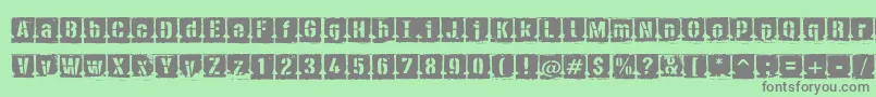 フォントPfdieselNegative – 緑の背景に灰色の文字