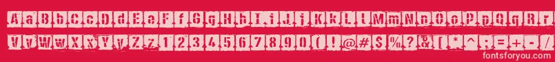 Fonte PfdieselNegative – fontes rosa em um fundo vermelho