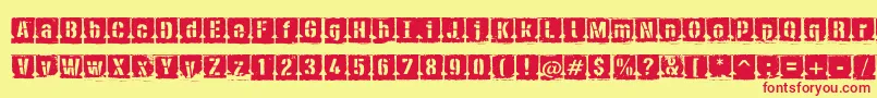 PfdieselNegative Font – Red Fonts on Yellow Background