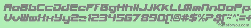 VideotechCloseditalic-Schriftart – Graue Schriften auf grünem Hintergrund
