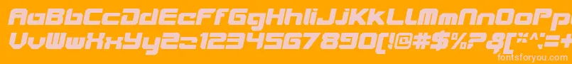 Fonte VideotechCloseditalic – fontes rosa em um fundo laranja