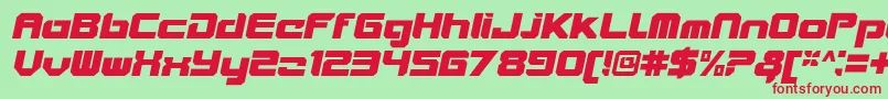 VideotechCloseditalic Font – Red Fonts on Green Background