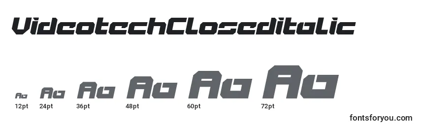 VideotechCloseditalic Font Sizes