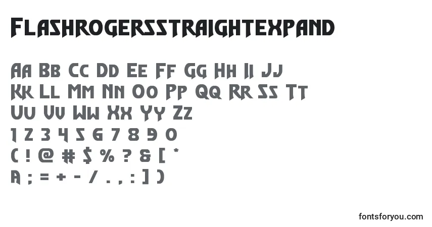 Schriftart Flashrogersstraightexpand – Alphabet, Zahlen, spezielle Symbole
