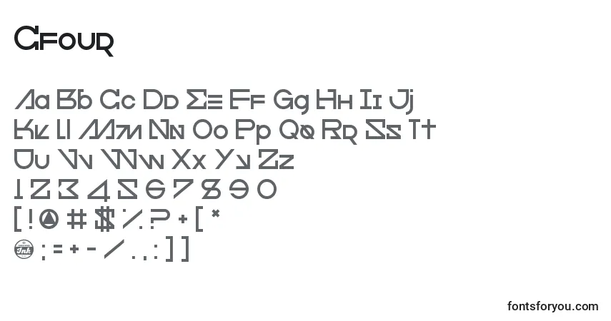 A fonte Cfour – alfabeto, números, caracteres especiais