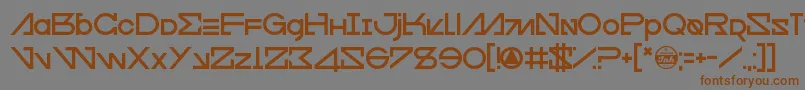 フォントCfour – 茶色の文字が灰色の背景にあります。