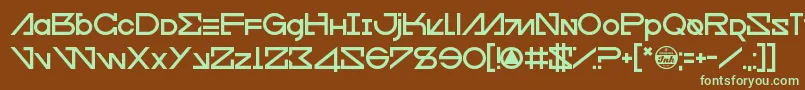 フォントCfour – 緑色の文字が茶色の背景にあります。