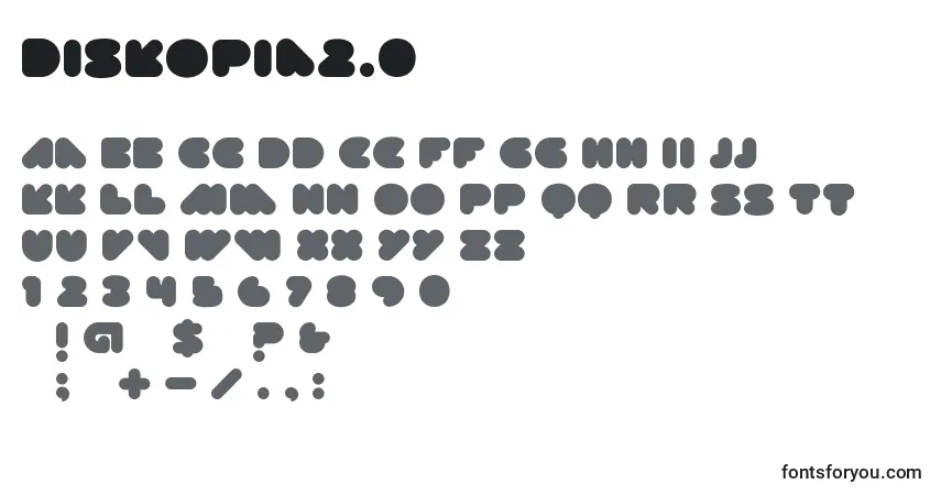 Schriftart Diskopia2.0 – Alphabet, Zahlen, spezielle Symbole