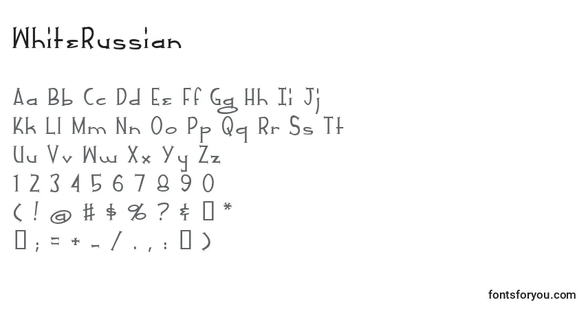 Schriftart WhiteRussian – Alphabet, Zahlen, spezielle Symbole