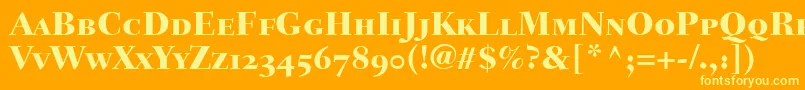 FairfieldLh85HeavySmallCapsOldStyleFigures Font – Yellow Fonts on Orange Background