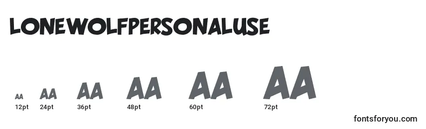LoneWolfPersonalUse Font Sizes