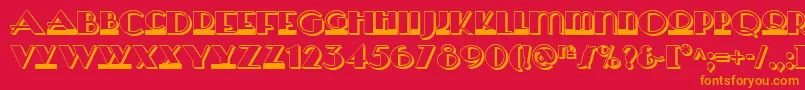 フォントHeraldsquaretwonf – 赤い背景にオレンジの文字