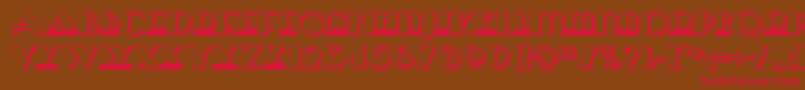 フォントHeraldsquaretwonf – 赤い文字が茶色の背景にあります。