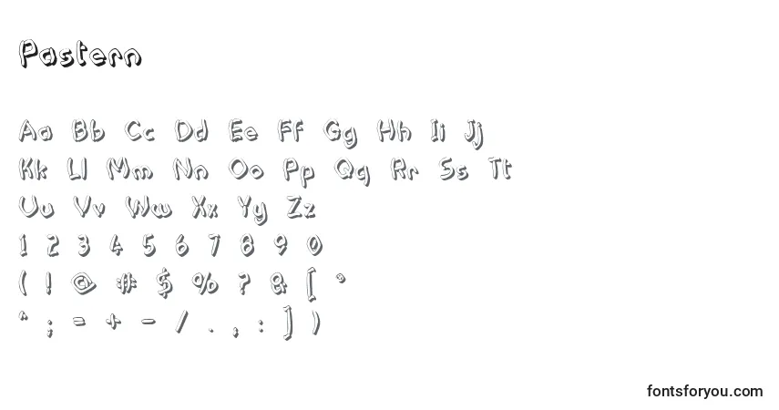 Czcionka Pastern – alfabet, cyfry, specjalne znaki