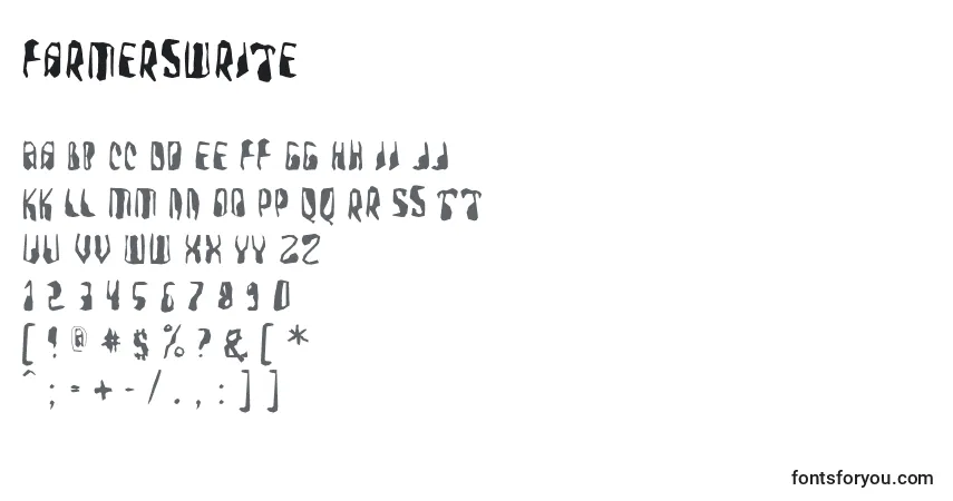 A fonte Farmerswrite – alfabeto, números, caracteres especiais