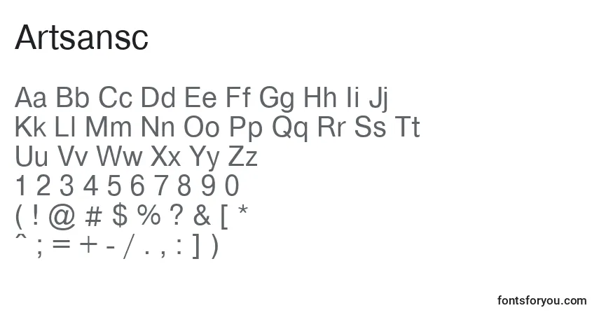 Artsansc-fontti – aakkoset, numerot, erikoismerkit