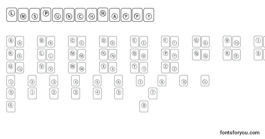 A fonte LmsPunchHappy – alfabeto, números, caracteres especiais