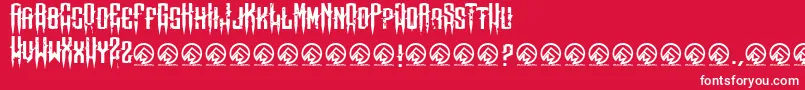 MeansofmaliceRegular-Schriftart – Weiße Schriften auf rotem Hintergrund