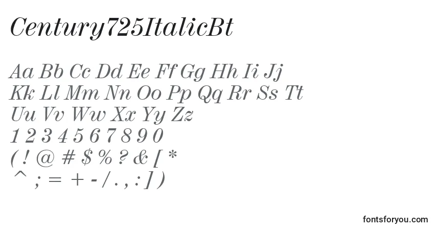 A fonte Century725ItalicBt – alfabeto, números, caracteres especiais