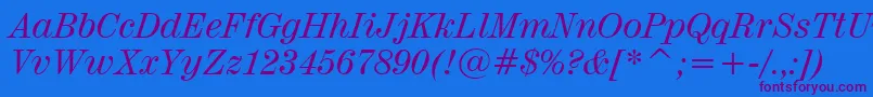 Century725ItalicBt-Schriftart – Violette Schriften auf blauem Hintergrund
