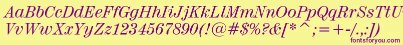 Century725ItalicBt Font – Purple Fonts on Yellow Background