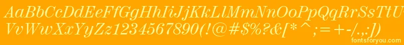 Century725ItalicBt Font – Yellow Fonts on Orange Background