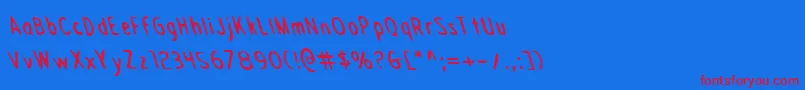 フォントDraftingboardl – 赤い文字の青い背景